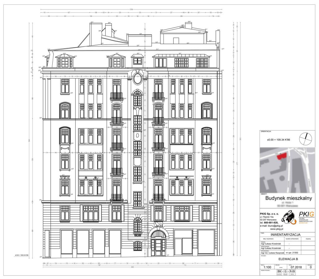 Inwentaryzacja architektoniczna budynku przy ulicy Hożej w Warszawie