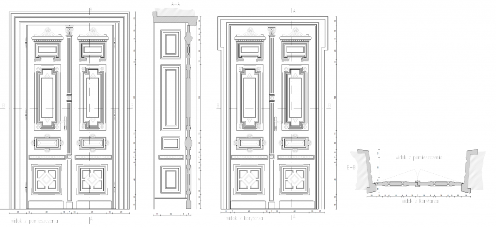 Inwentaryzacja detali architektonicznych - drzwi jednej z łódzkich kamienic